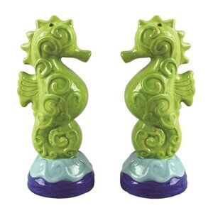 Ceramic Set of Seahorses Salt and Pepper Shaker Set 3 3/4" tall 15089